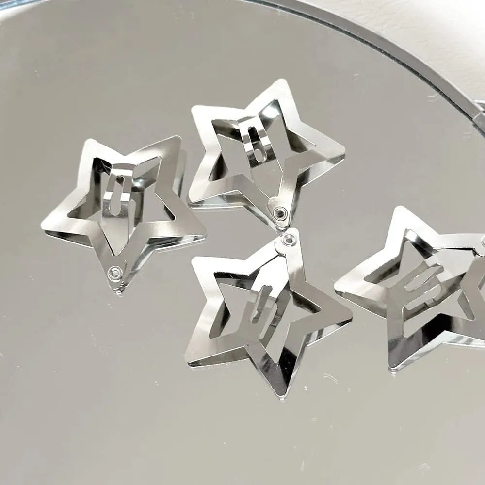 Set de pinches estrella plateado metálicos tictac clip