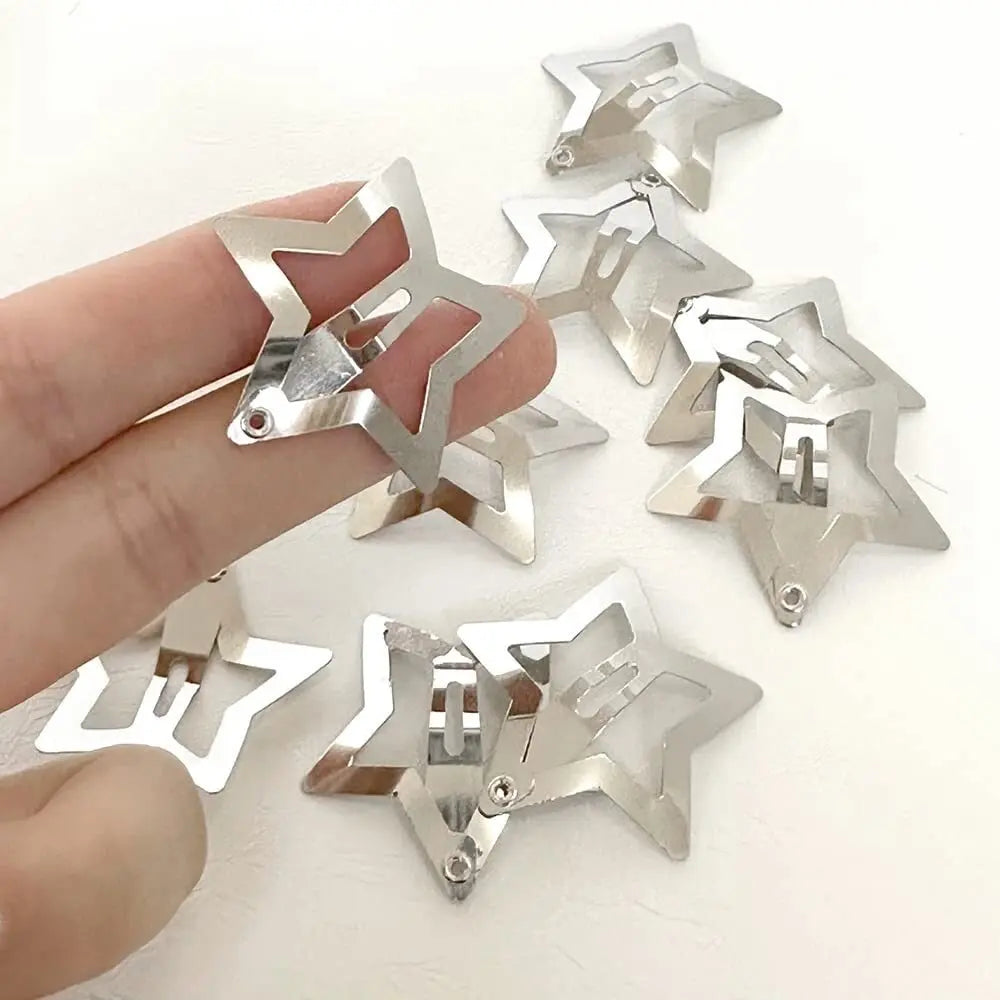 Set de pinches estrella plateado metálicos tictac clip