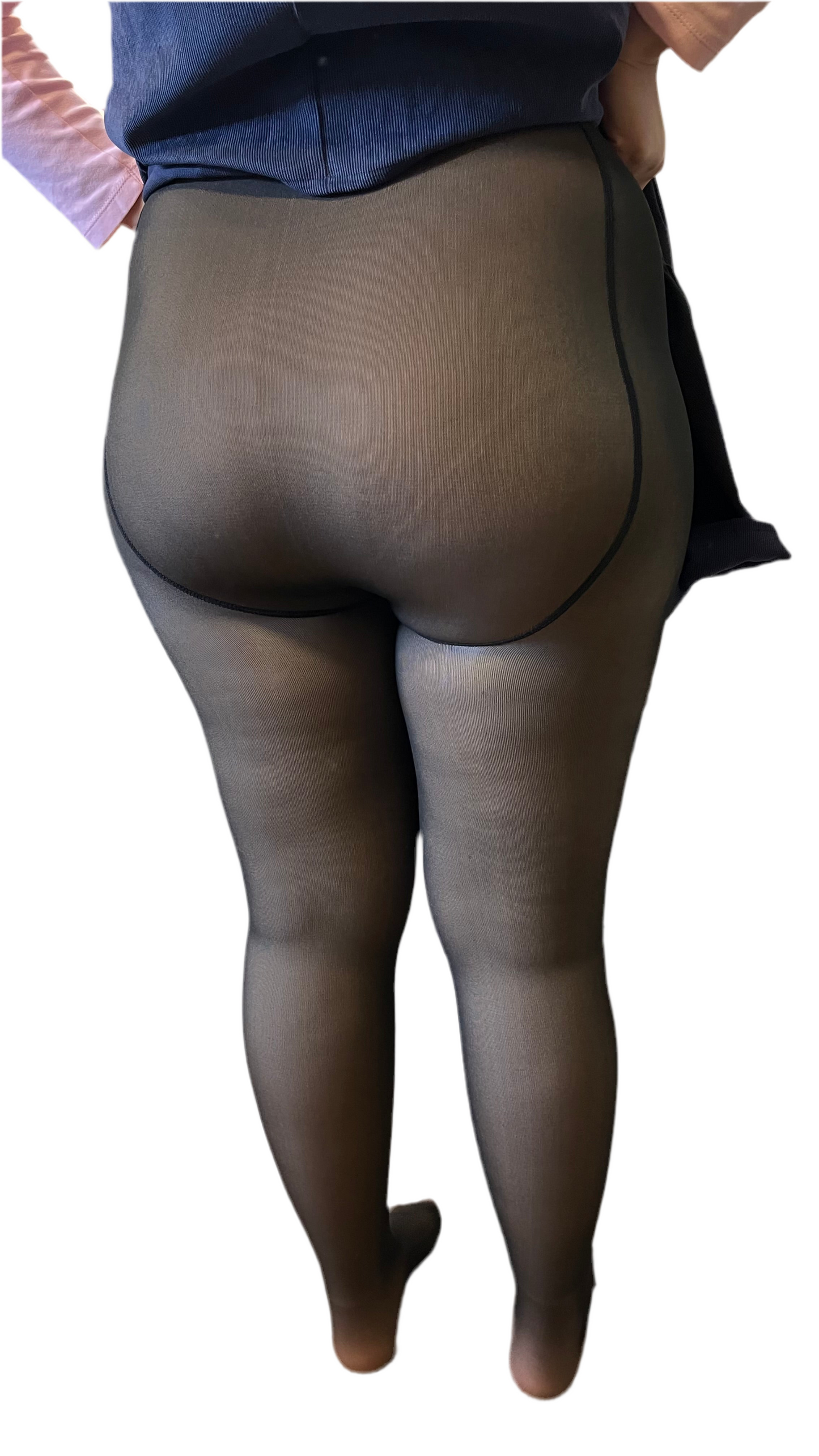 Panty térmica negro efecto piel talla grande, mediana y pequeña / plus size mid size y petit size (varias tallas)