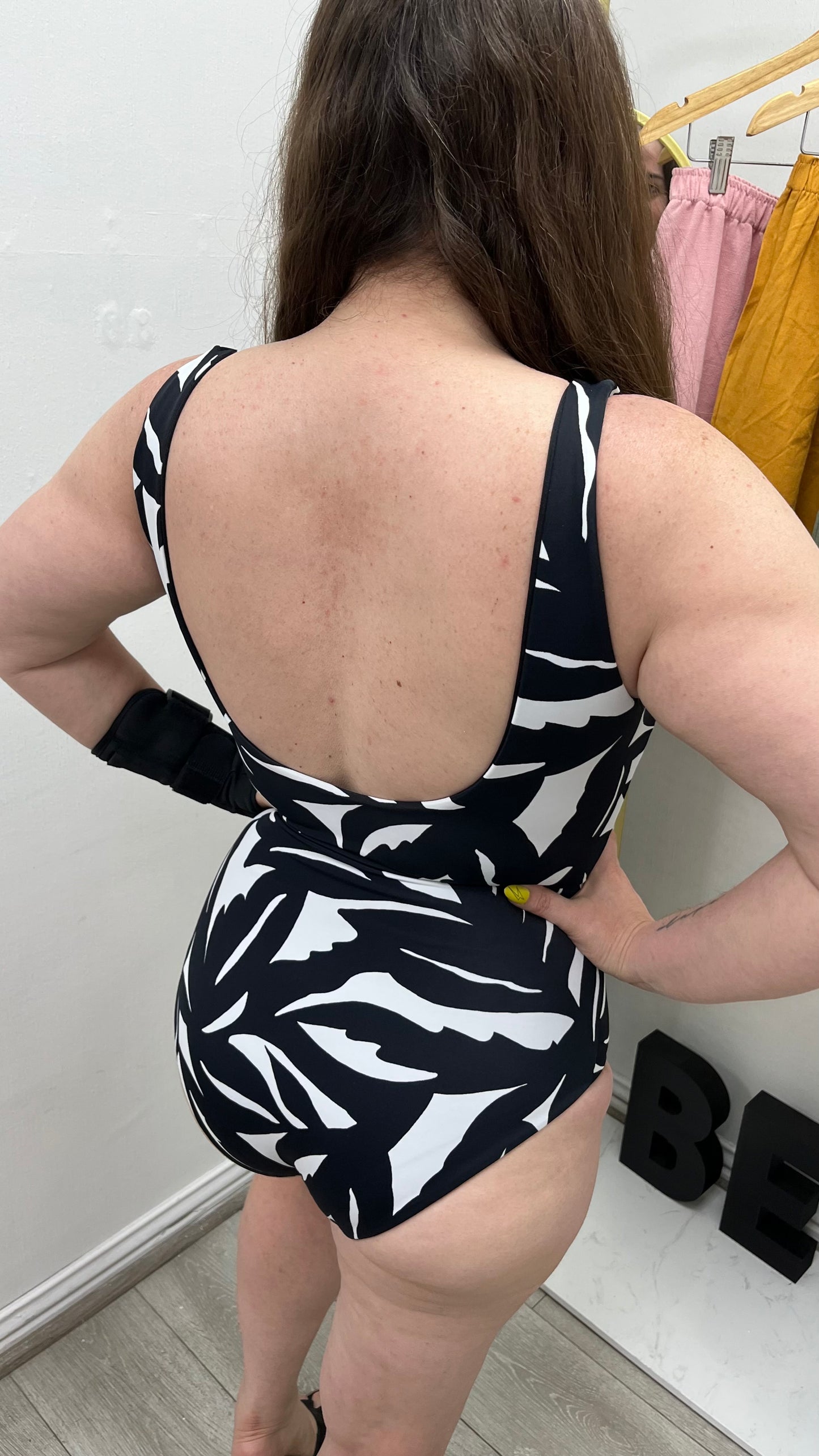 Bañador una pieza Francisca hojas negro reversible negro