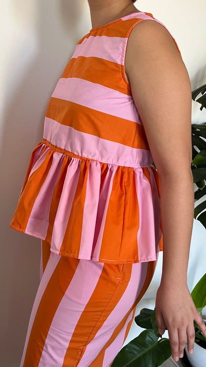 Blusa Milly líneas mix Naranjo y rosa