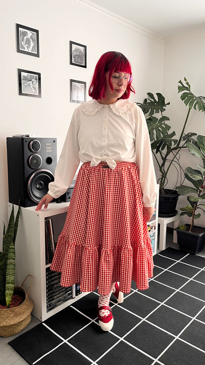 Falda Maya Midi Vichy rojo