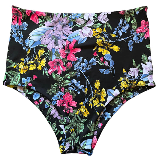 Calzón tiro alto regular bikini negro floral