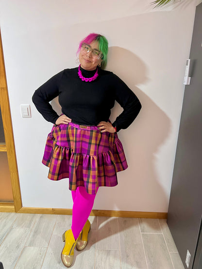 Mini Falda Maya tartán magenta