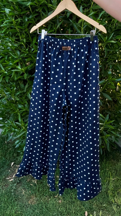 Culotte Lillie lino azul marino lunares