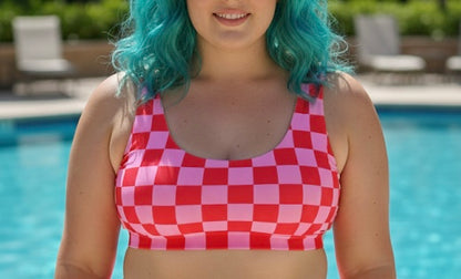 Top knot chess rojo/rosado