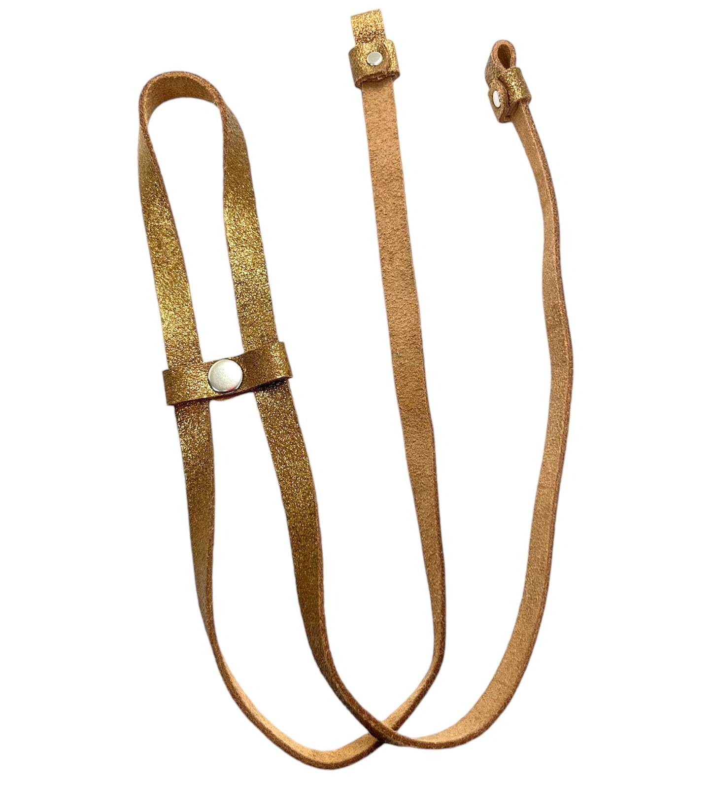 Strap de cuero para lentes dorado