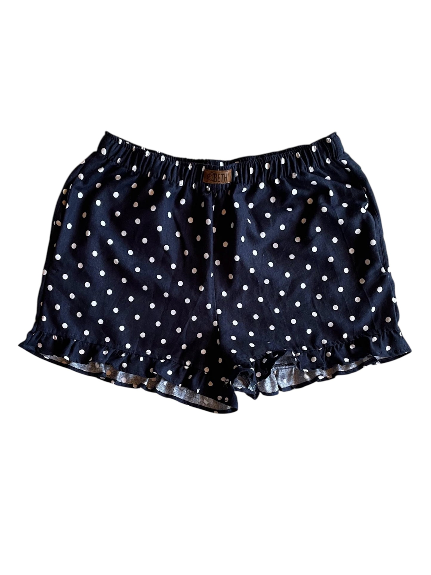 Short Lillie Lino azul marino lunares
