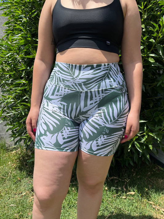 Calza biker verde musgo y blanco