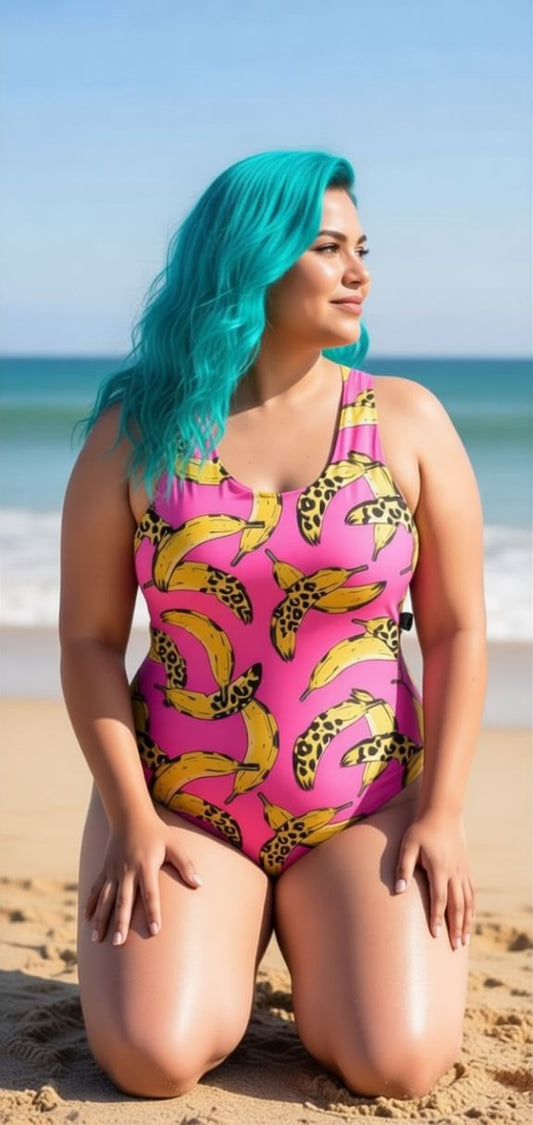 Bañador una pieza básico bananas rosado