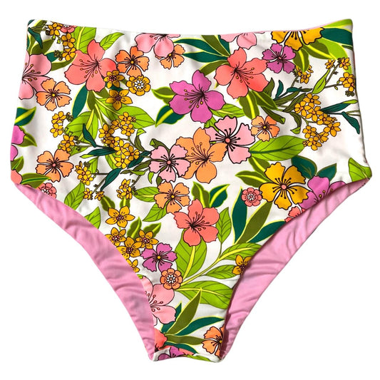 Calzón tiro alto regular bikini blanco tropical