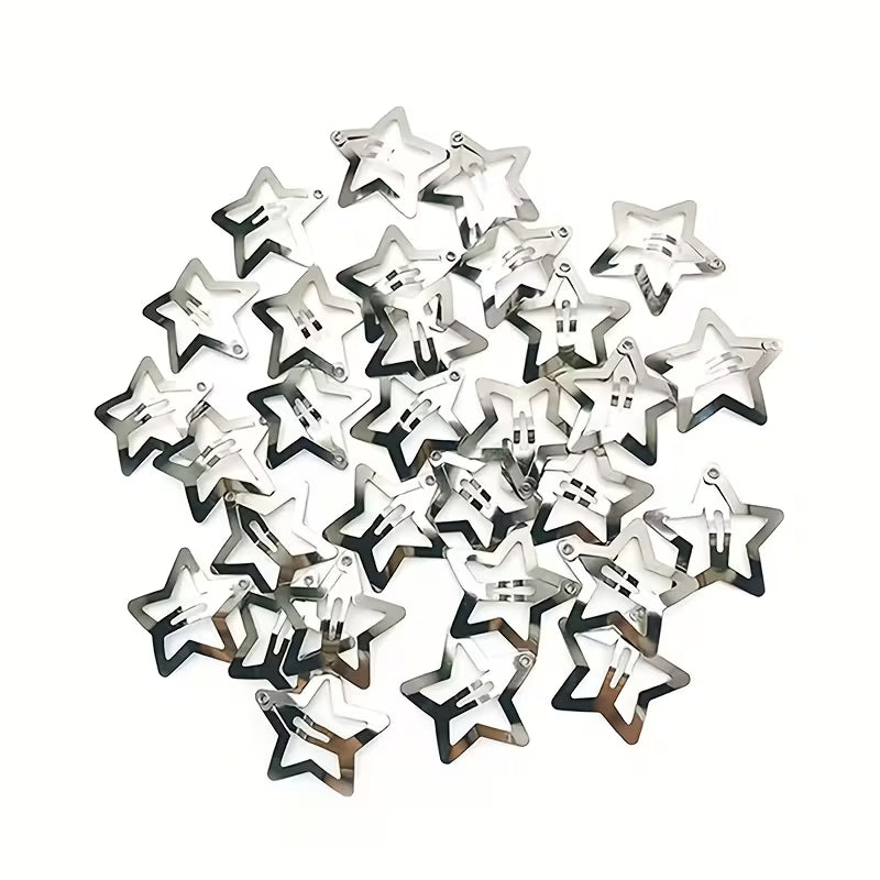 Set de pinches estrella plateado metálicos tictac clip