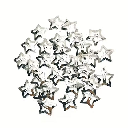 Set de pinches estrella plateado metálicos tictac clip