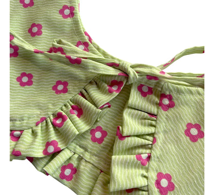Cuellito desmontable adulto rayas verde y flores fucsia