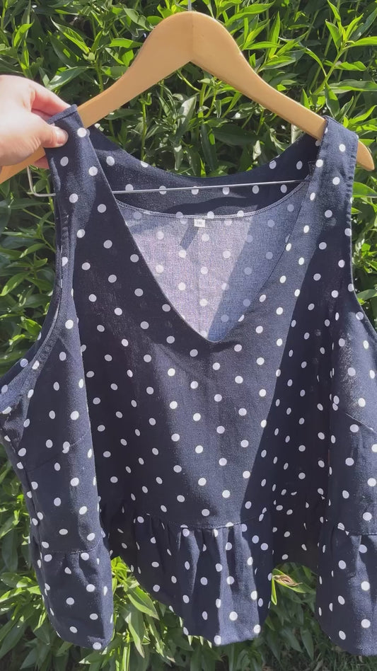 Blusa Piti azul marino lunares