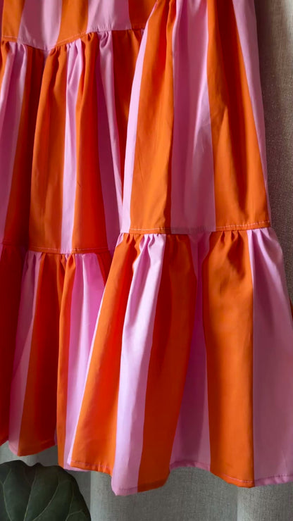 Falda Cassie franjas naranja rosa